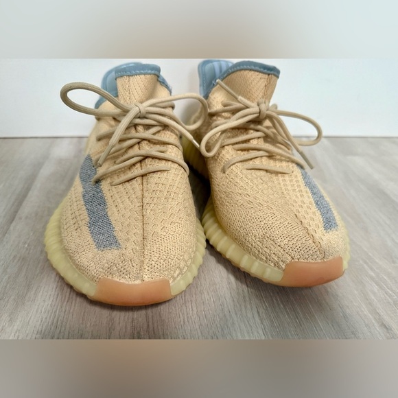 Yeezy x Adidas Boost 350 Tan & Blue Linen Fabric Sneakers Shoes sz 7 - Picture 11 of 11